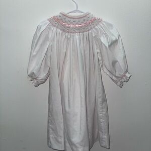 18m Elegant Pink and White Kids Smocked Dress
